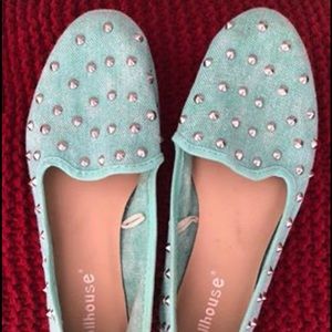 Tiffany blue studded flats